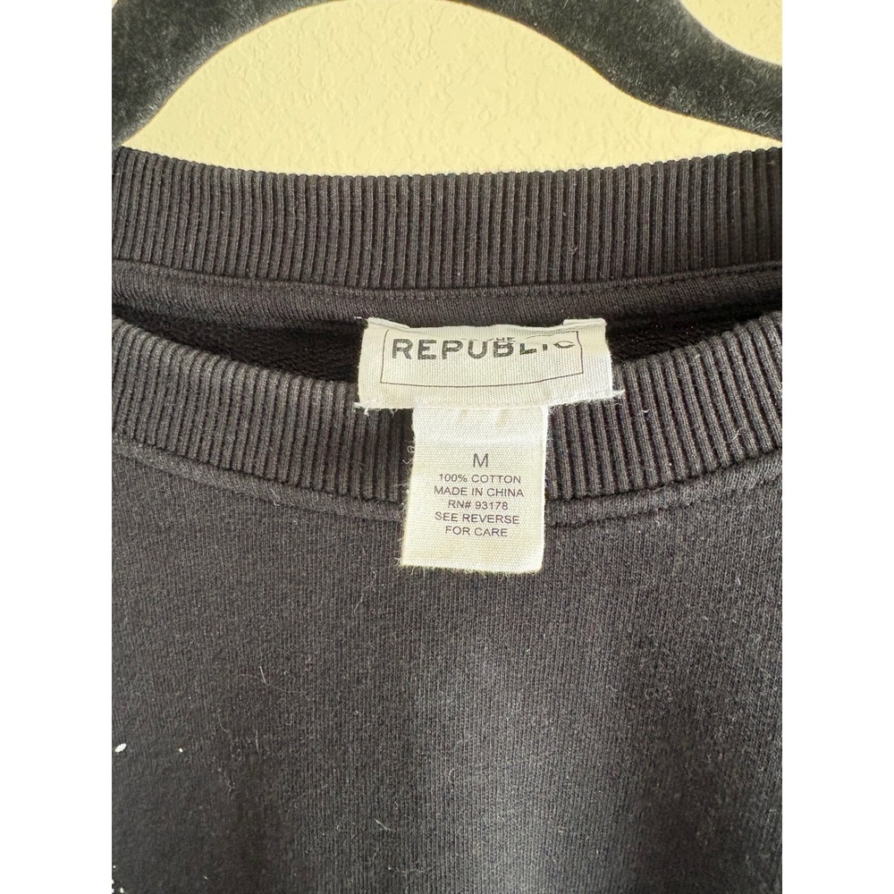 For The Republic Womens Sweatshirt Black Metallic Paint Cotton M Streetwear - Picture 2 of 5